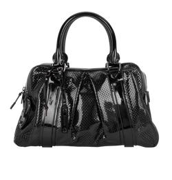 Perforated Double Zip Bowling Bag, Patent, Black, ITPELFAB12SCA, K/CL, 2*